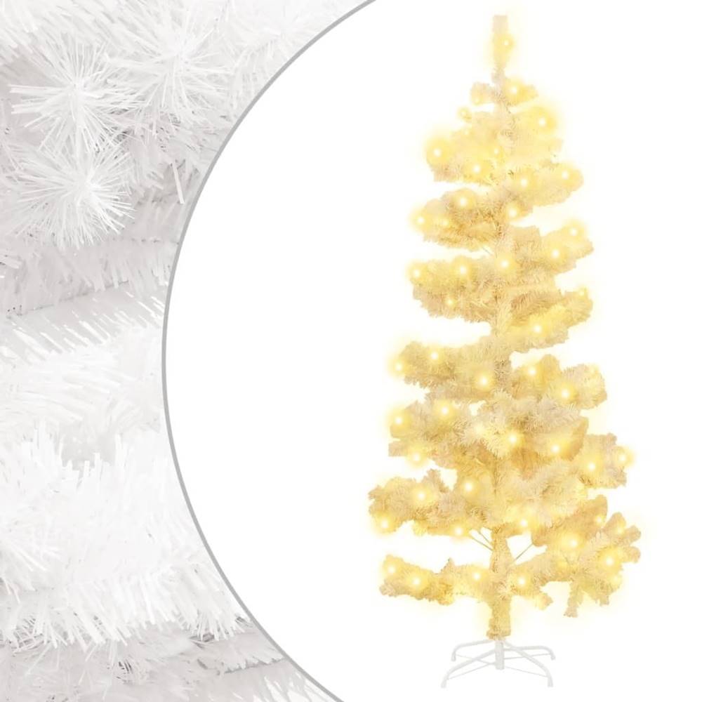 Vidaxl  Špirálový vianočný stromček s kvetináčom a LED biely 150 cm PVC značky Vidaxl