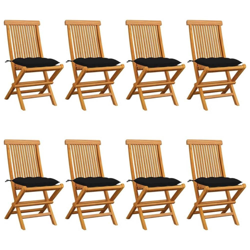 Vidaxl  Záhradné stoličky s čiernymi podložkami 8 ks tíkový masív značky Vidaxl
