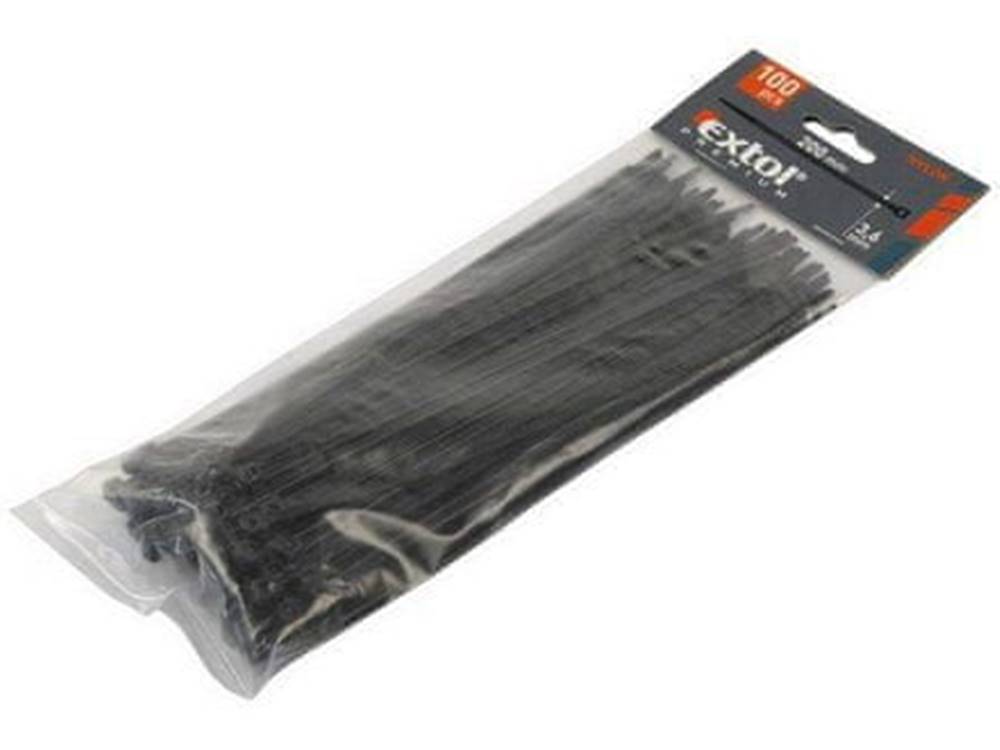 Extol Premium  Pásky na vodiče (8856170) čierne,  7, 6x380mm,  50ks,  Ø100mm,  55kg,  nylon PA66 značky Extol Premium