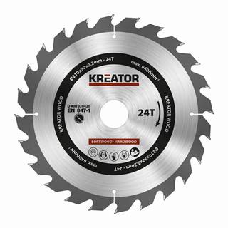 Kreator KRT020420 - Pílový kotúč na drevo 210mm,  24T