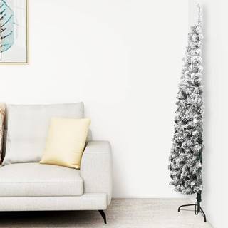 Vidaxl Úzky zasnežený umelý vianočný polovičný stromček 180 cm