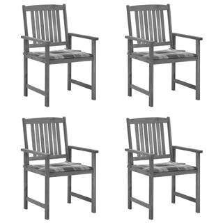 Vidaxl Záhradné stoličky s podložkami 4 ks,  sivé,  akáciový masív
