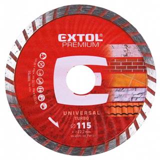 Extol Premium  Kotúč diamantový rezný,  turbo - suché i mokré rezanie,  O 115x22, 2x2mm značky Extol Premium