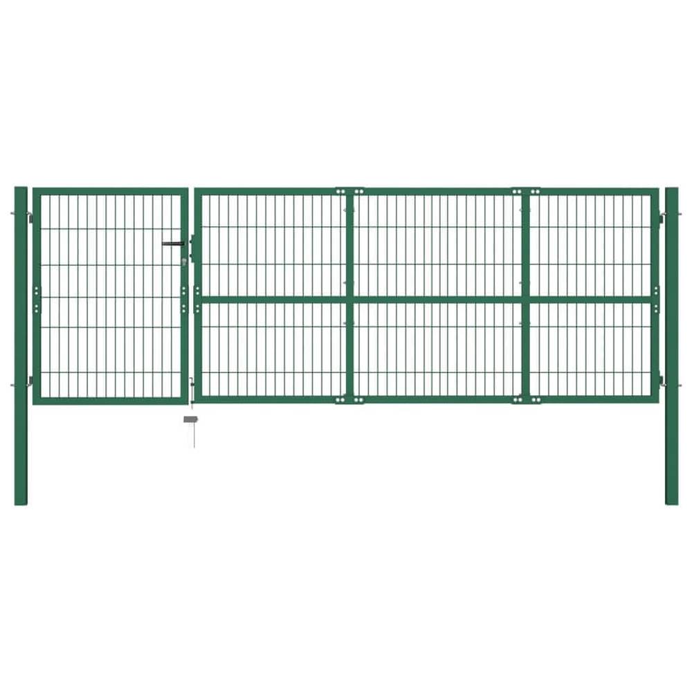 Vidaxl  Záhradná plotová brána so stĺpikmi 350x100 cm,  oceľ,  zelená značky Vidaxl