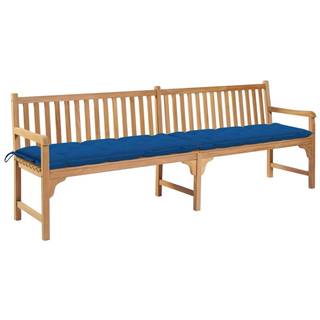 Vidaxl Záhradná lavička s modrým vankúšom 240 cm tíkový masív