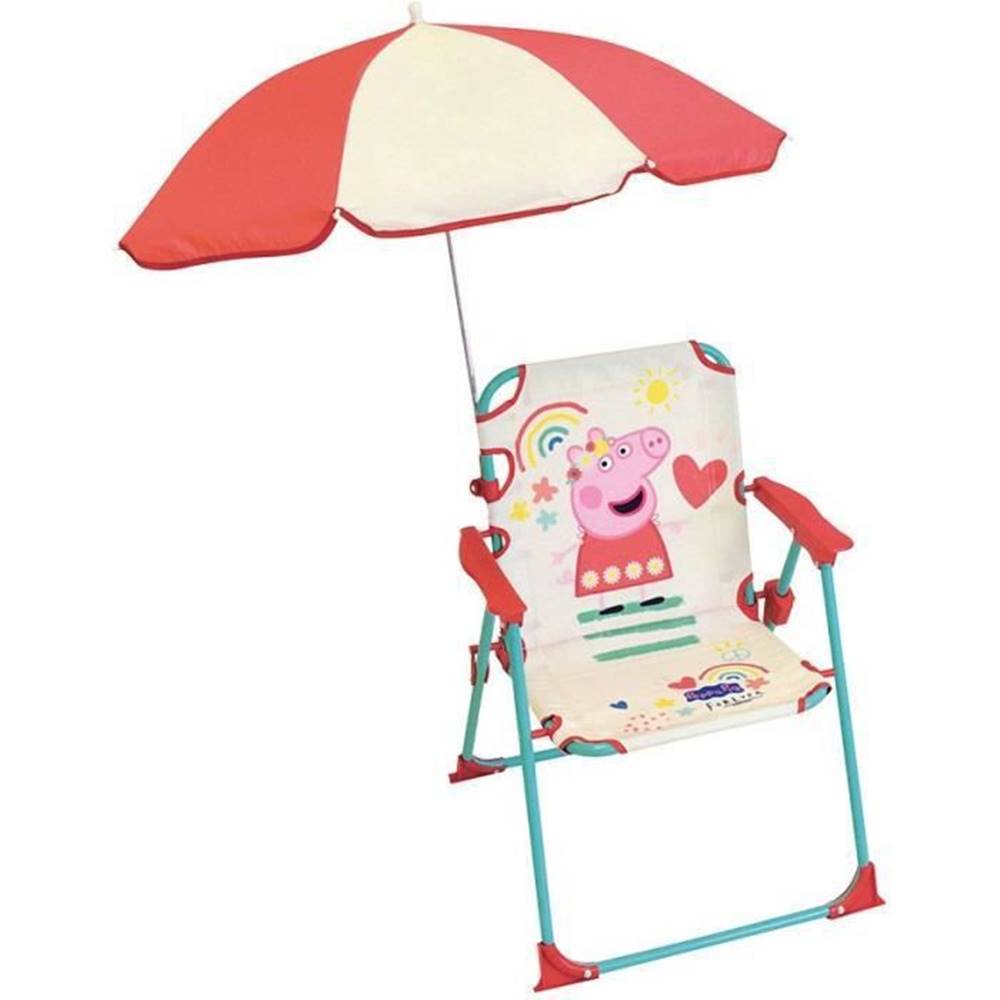 VERVELEY  FUN HOPeppa Pig Skladacia kempingová stolička so slnečníkom,  V 38, 5 x Š 38, 5 x Gl. 37, 5 cm + dáždnik ø 65 cm,  pre deti značky VERVELEY