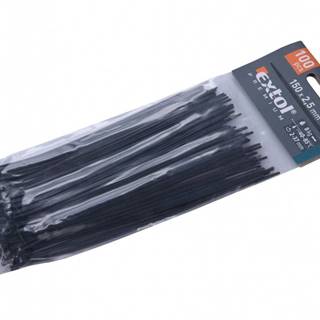 Extol Premium Pásky sťahovacie na káble čierne,  150x2, 5mm,  100ks,  nylon PA66