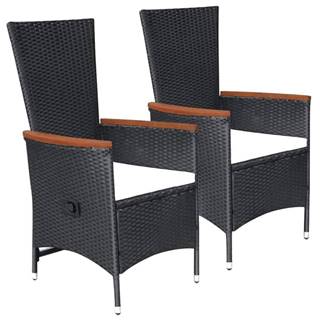 Vidaxl Vonkajšie stoličky 2 ks s podložkami,  polyratan,  čierne