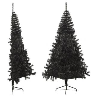 Vidaxl Umelý vianočný polovičný stromček s podstavcom čierny 210cm PVC