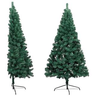 Vidaxl Umelý polovičný vianočný stromček s podstavcom, zelený 180cm, PVC