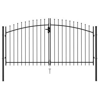 Vidaxl Dvojkrídlová plotová brána s hrotmi,  oceľ 3x1, 5 m,  čierna
