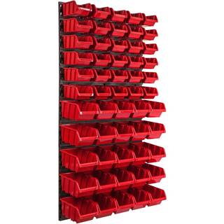 botle Nástenný panel na náradie 58 x 117 cm s 55 ks. Krabic zavesené Červené Boxy Skladovací systém