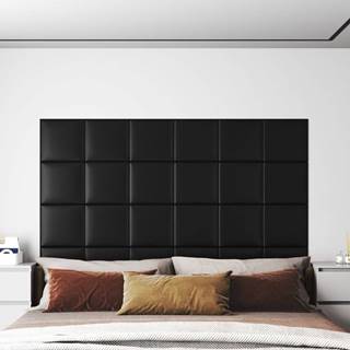 Vidaxl Nástenné panely 12 ks čierne 30x30 cm umelá koža 1, 08 m²
