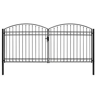 Vidaxl Dvojkrídlová plotová brána s oblúkom,  oceľ 400x200 cm,  čierna