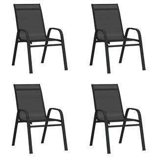 Petromila  vidaXL Stohovateľné záhradné stoličky 4 ks čierne textilénová látka značky Petromila