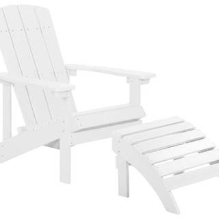 Beliani Záhradná stolička s podnožkou biela ADIRONDACK