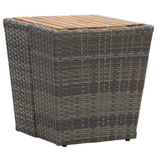 Vidaxl Čajový stolík,  sivý 41, 5x41, 5x43 cm,  polyratan,  akáciový masív