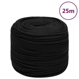 Vidaxl Pracovné lano čierne 8 mm 25 m polyester