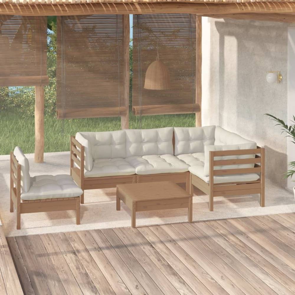 Vidaxl  6-dielny záhradný set s vankúšmi medovo-hnedý borovicové drevo značky Vidaxl