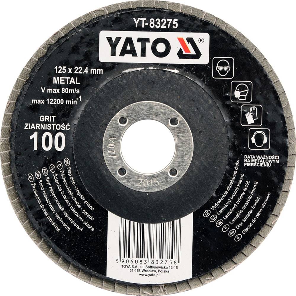 YATO  Kotúč lamelový brúsny na kov 125x22,  4mm P40 značky YATO