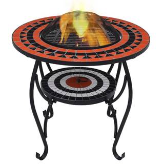 Vidaxl Mozaikový prenosný stôl s ohniskom terakotovo-biely 68 cm keramický