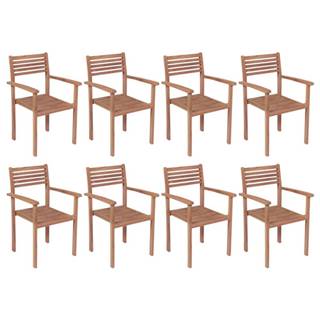 Vidaxl Stohovateľné záhradné stoličky 8 ks tíkový masív