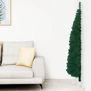 Vidaxl Úzky umelý vianočný polovičný stromček a podstavec zelený 210cm