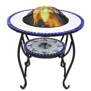 Vidaxl  Mozaikový prenosný stôl s ohniskom modro-biely 68 cm keramický značky Vidaxl