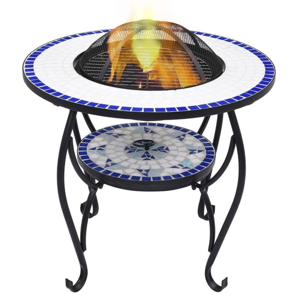 Vidaxl  Mozaikový prenosný stôl s ohniskom modro-biely 68 cm keramický značky Vidaxl
