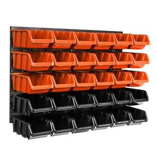 botle  Závesný panel na náradie 58 x 39 cm s 30 ks. Krabic nástenné Oranžové a Čierne Boxy plastová značky botle