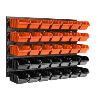 botle Závesný panel na náradie 58 x 39 cm s 35 ks. Krabic nástenné Oranžové a Čierne Boxy plastová