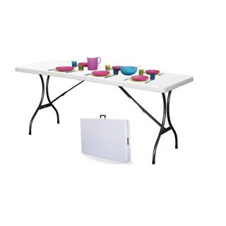 Iso Trade  Záhradný cateringový stôl,  skladací – biely / 180×70 cm značky Iso Trade