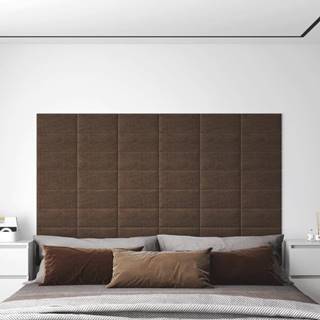 Vidaxl Nástenné panely 12 ks hnedé 30x15 cm látkové 0, 54 m²