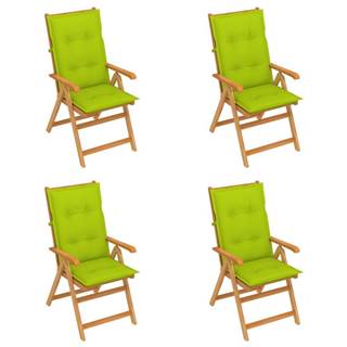 Vidaxl Záhradné stoličky 4 ks s jasnozelenými podložkami tíkový masív