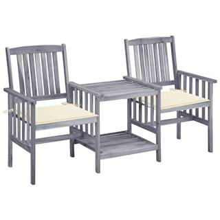 Petromila vidaXL Záhradné stoličky s čajovým stolíkom a vankúšmi akáciový masív