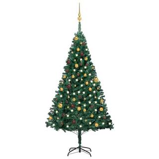 Vidaxl Umelý vianočný stromček s LED a súpravou gulí zelený 180 cm PVC