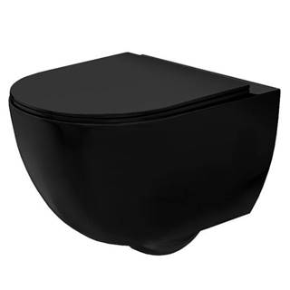 REA  Carlo mini - závesná WC misa 49x36 s pomaly-padajúcim sedátkom,  čierna matná,  -C8489 značky REA