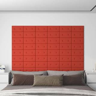 Vidaxl Nástenné panely 12 ks červené 30x15 cm umelá koža 0, 54 m²