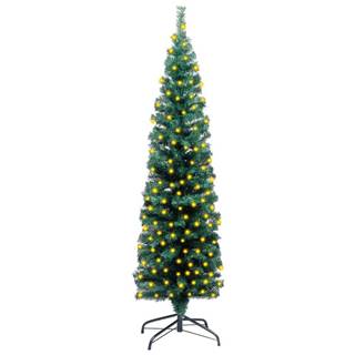 Vidaxl Úzky umelý vianočný stromček s LED a podstavcom zelený 120 cm