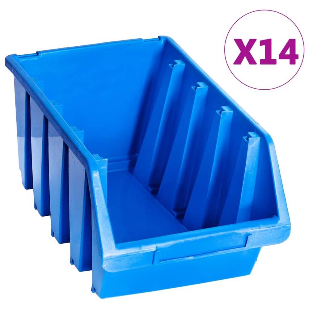 Vidaxl  Stohovacie úložné nádoby 14 ks modré plastové značky Vidaxl