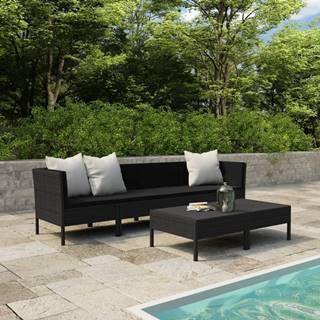Vidaxl 6-dielna záhradná sedacia súprava+podložky,  čierna,  polyratan