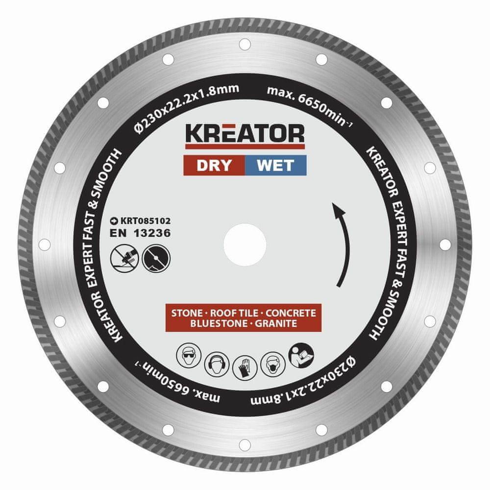 Kreator  KRT085102 - Diamantový kotúč celoobvodový 230mm EXPERT TURBO značky Kreator