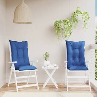 Vidaxl Podložky na záhradné stoličky 2 ks kráľovské modré 120x50x7 cm