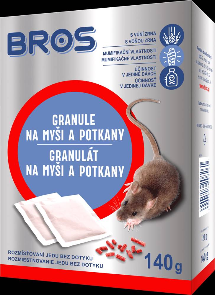 BROS  04409 Granulát na myši a potkany 140 g značky BROS